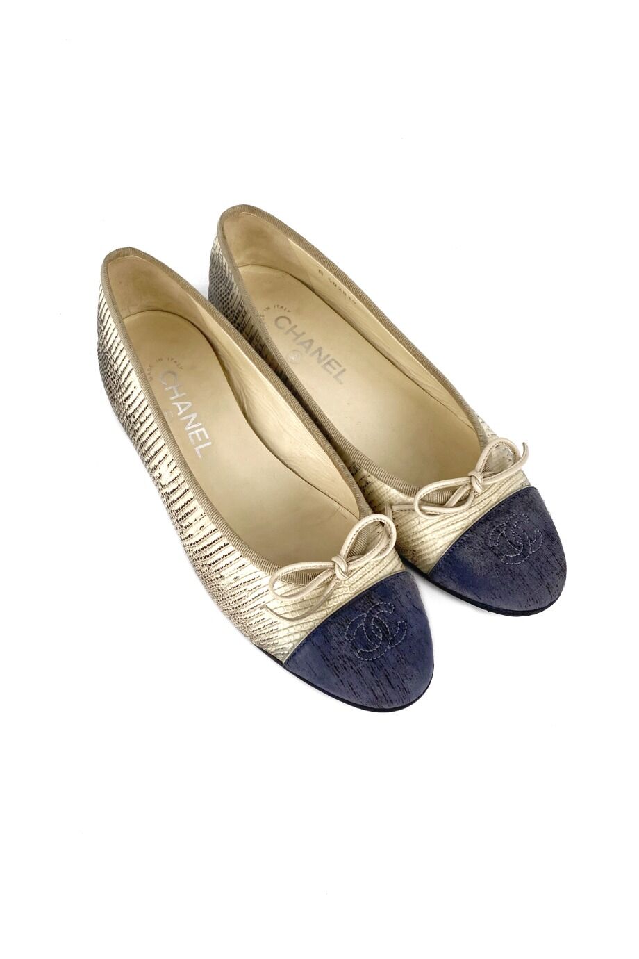 image 1 Комбинированные балетки с синими носиками