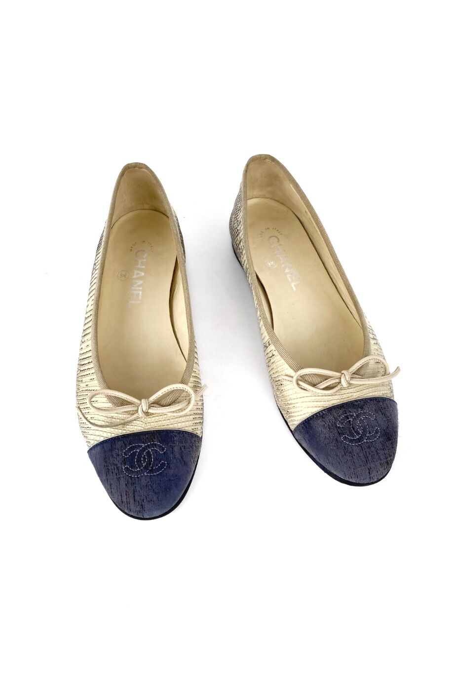 image 2 Комбинированные балетки с синими носиками