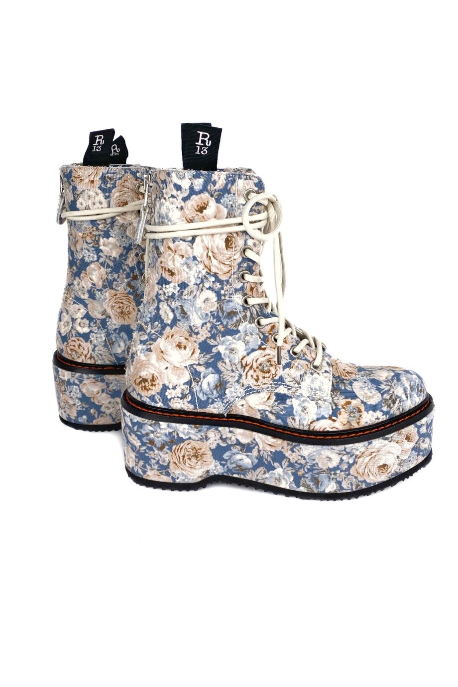 image 5 Ботинки Double stack голубого цвета в цветочек