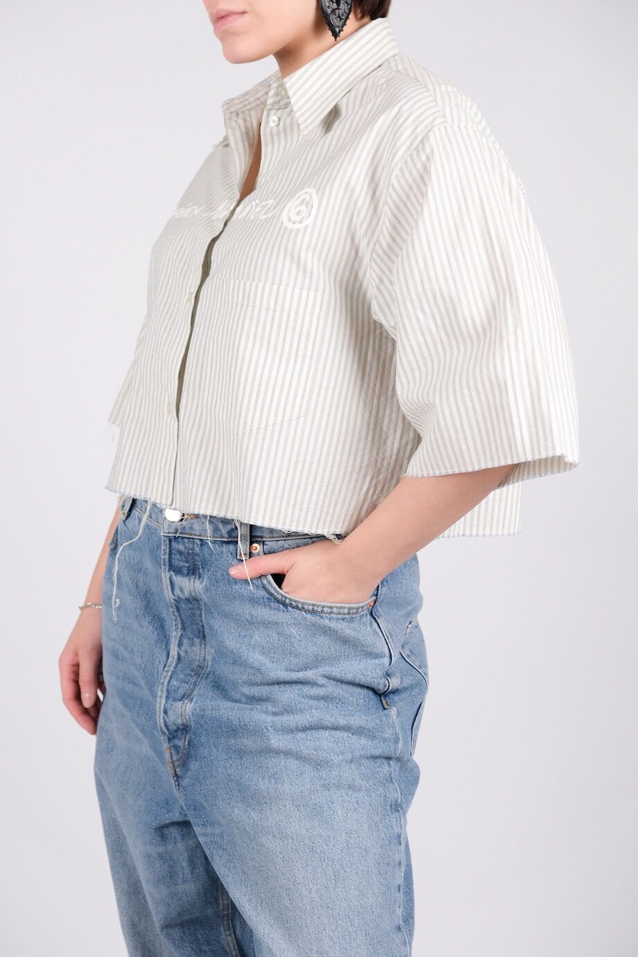 image 2 Укороченная рубашка в полоску