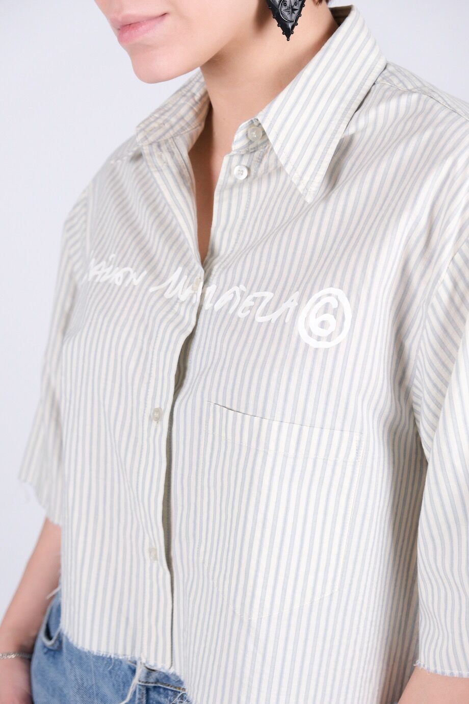 image 4 Укороченная рубашка в полоску