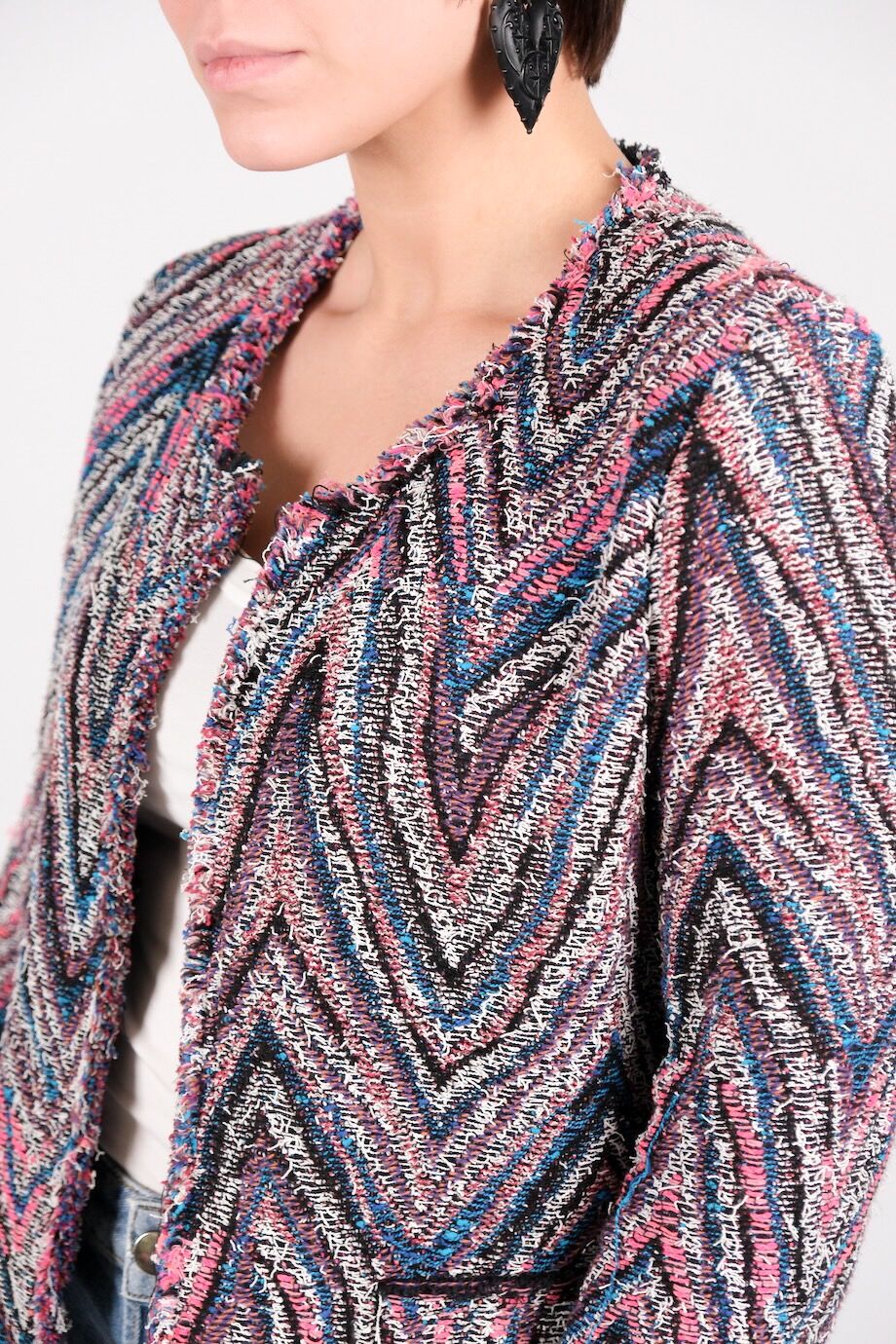 image 4 Твидовый жакет с геометрическим рисунком