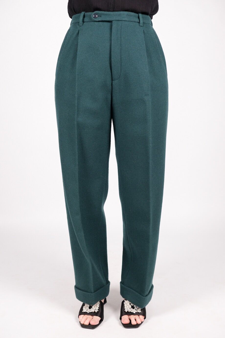 image 2 Брюки из шерсти темно-изумрудного цвета