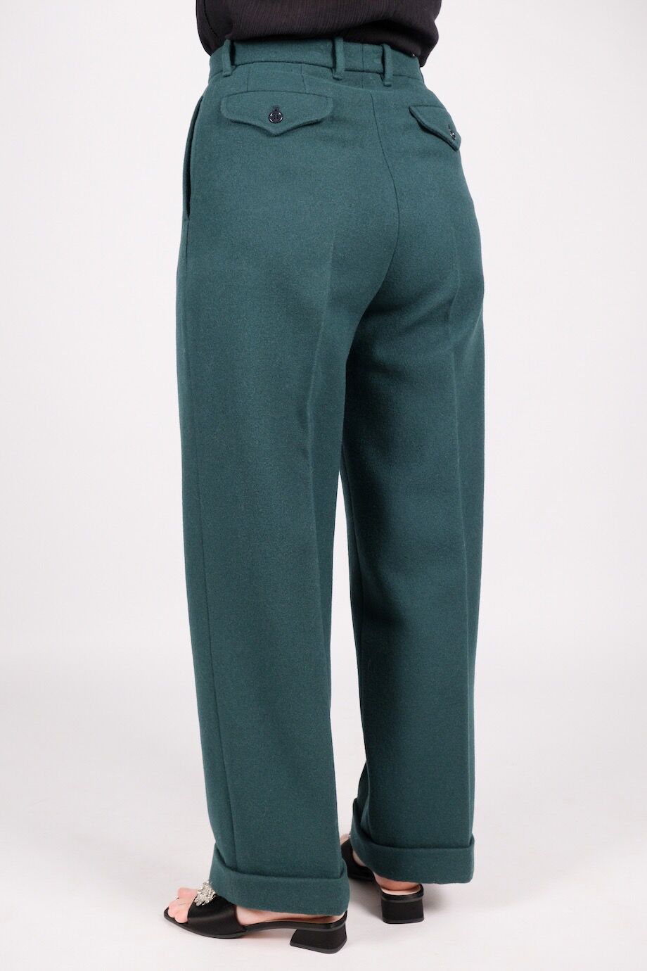 image 4 Брюки из шерсти темно-изумрудного цвета