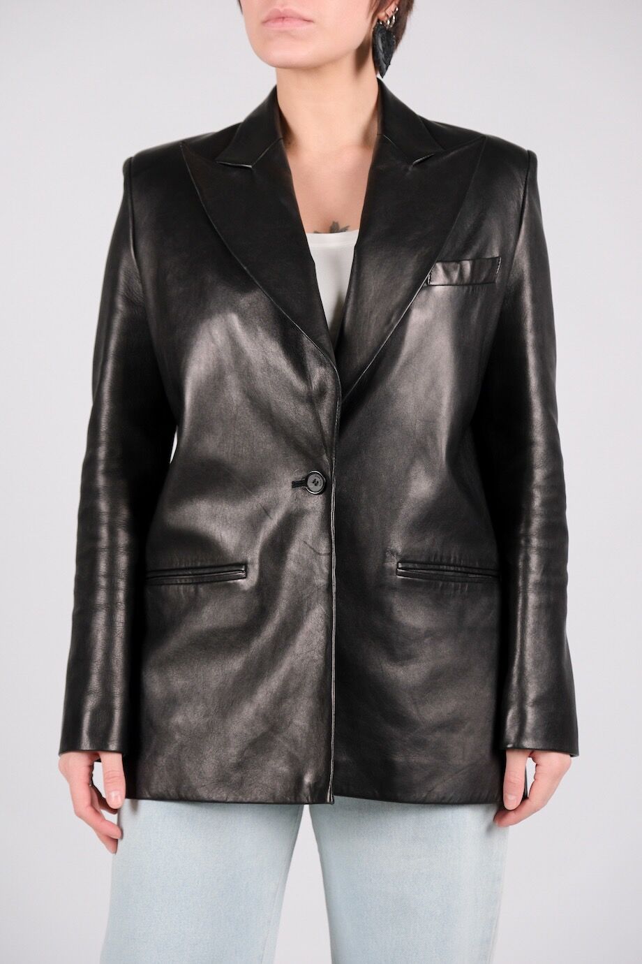 image 3 Кожаный жакет чёрного цвета