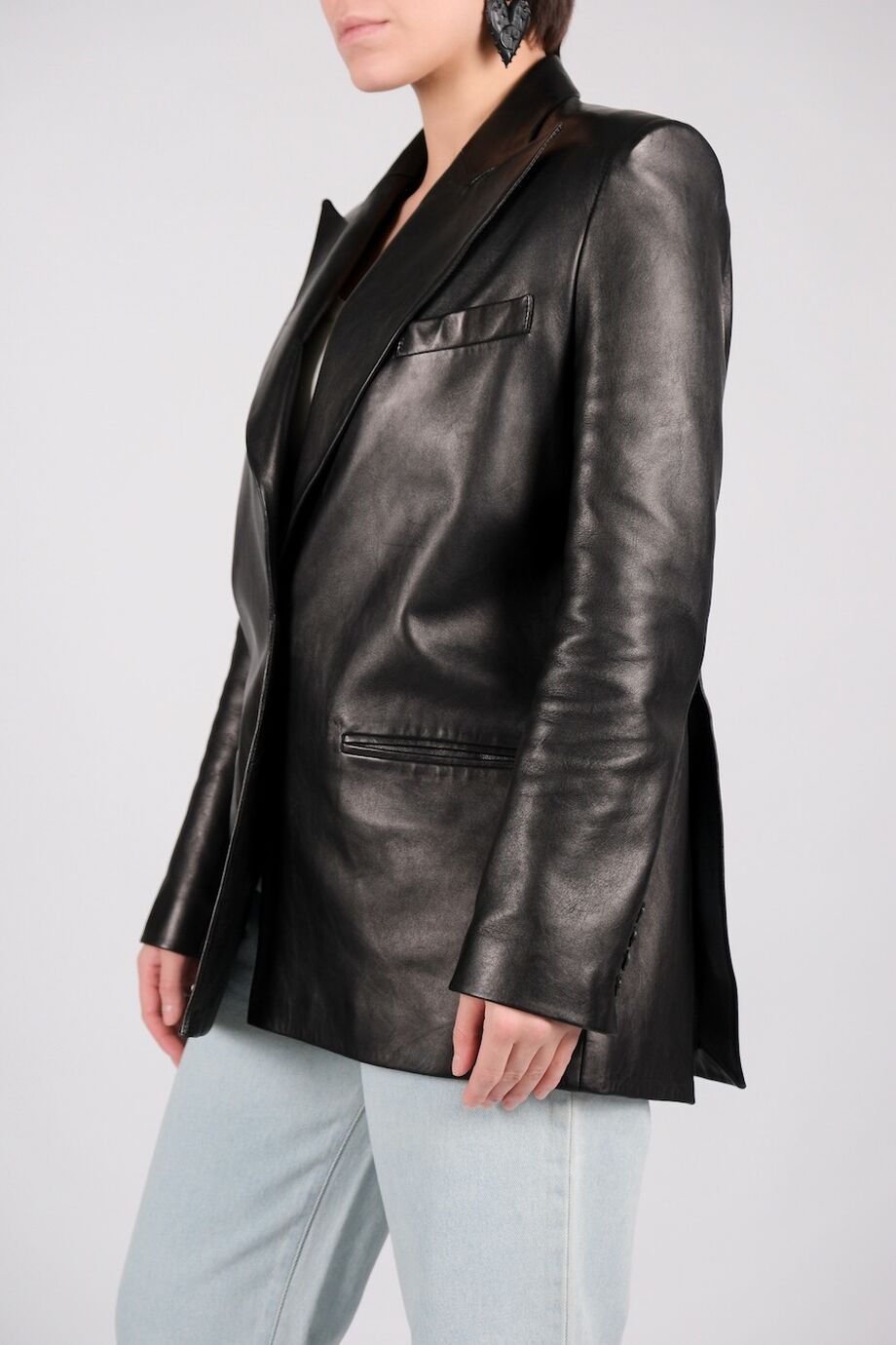 image 4 Кожаный жакет чёрного цвета