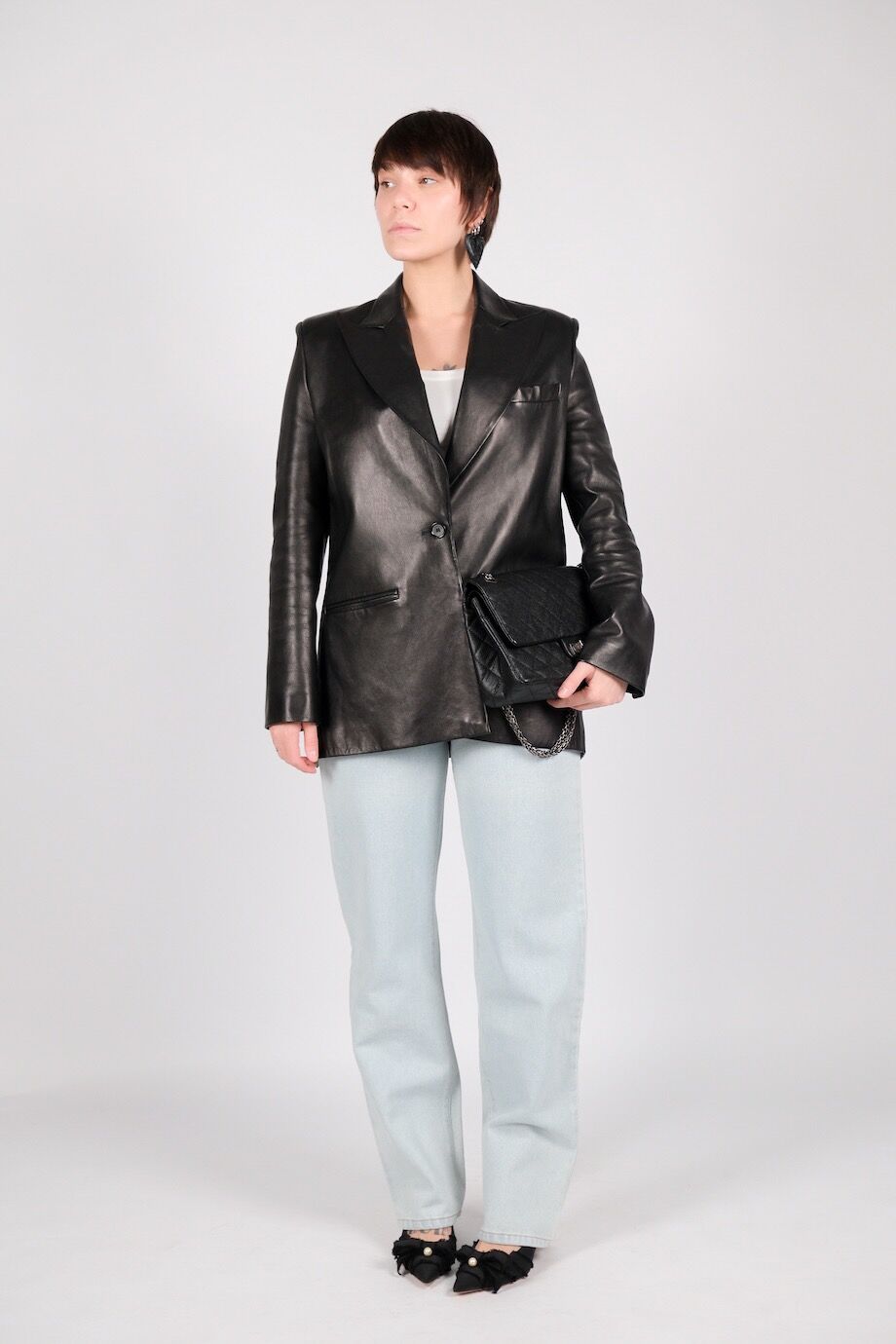 image 2 Кожаный жакет чёрного цвета