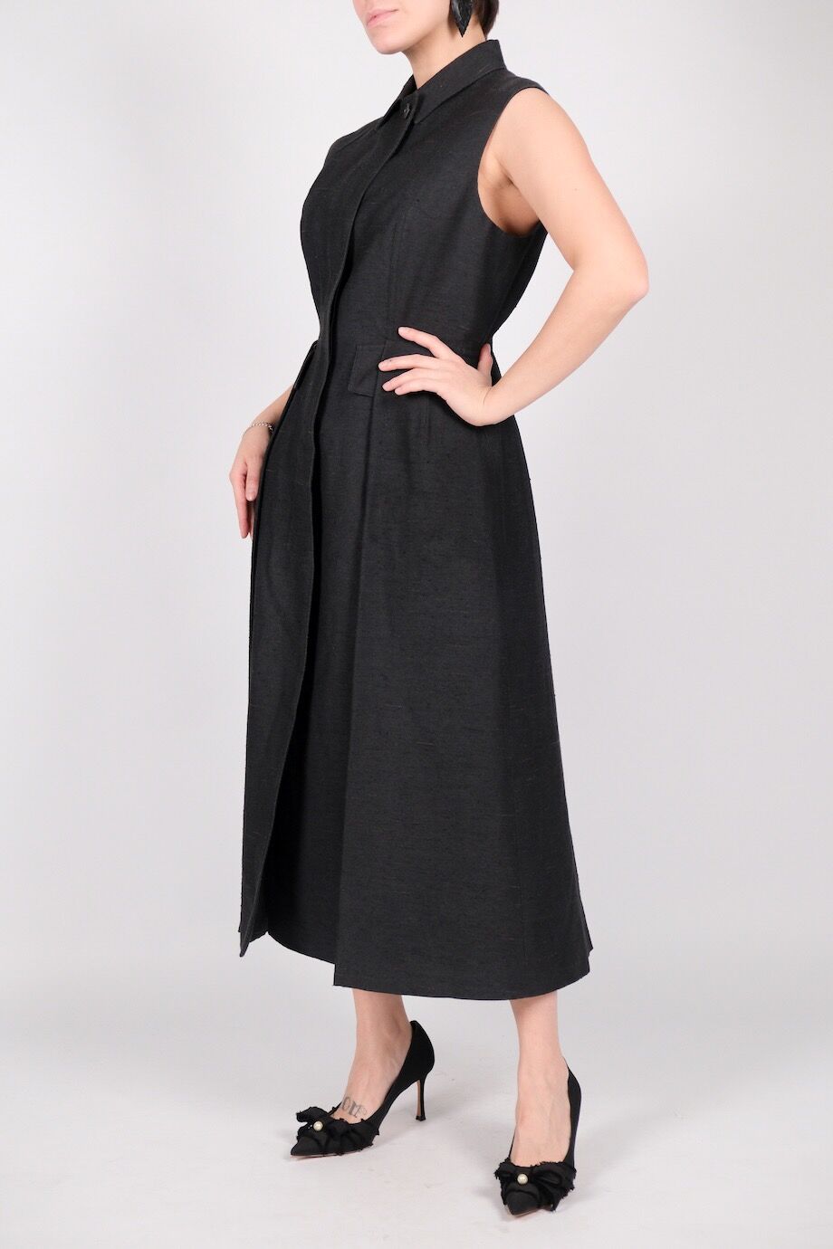 image 2 Платье из фактурного шелка черного цвета