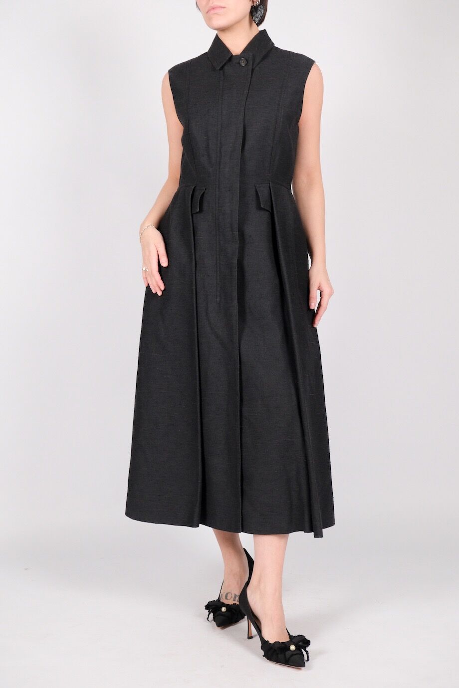 image 1 Платье из фактурного шелка черного цвета