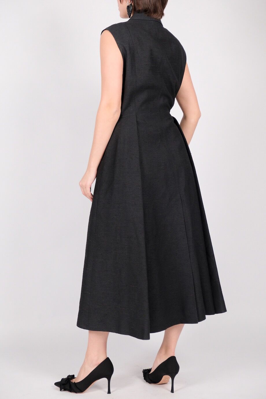image 4 Платье из фактурного шелка черного цвета