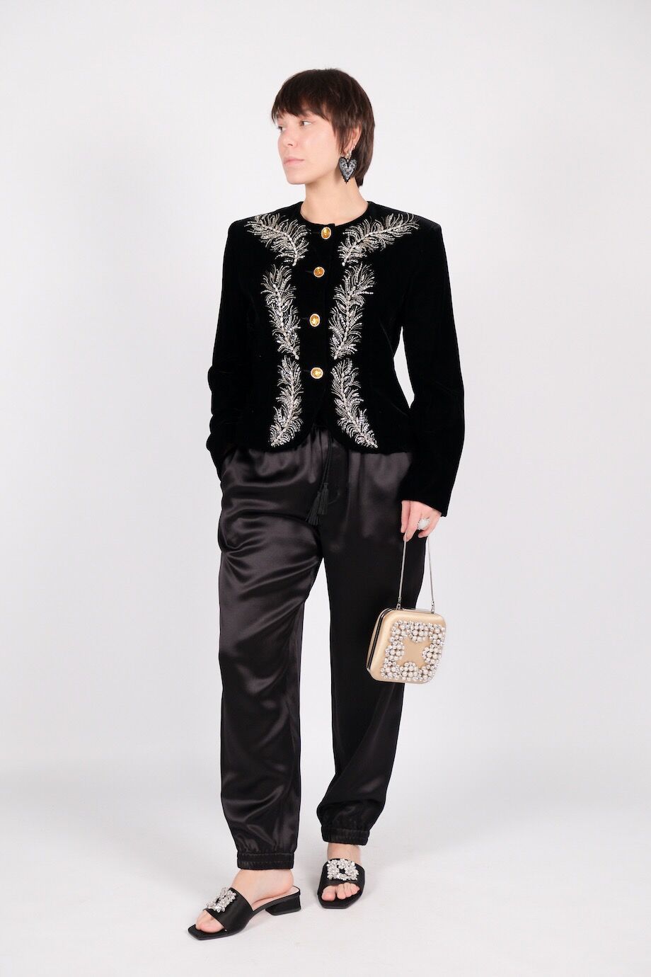 image 1 Шелковые брюки черного цвета с кисточками на завязках