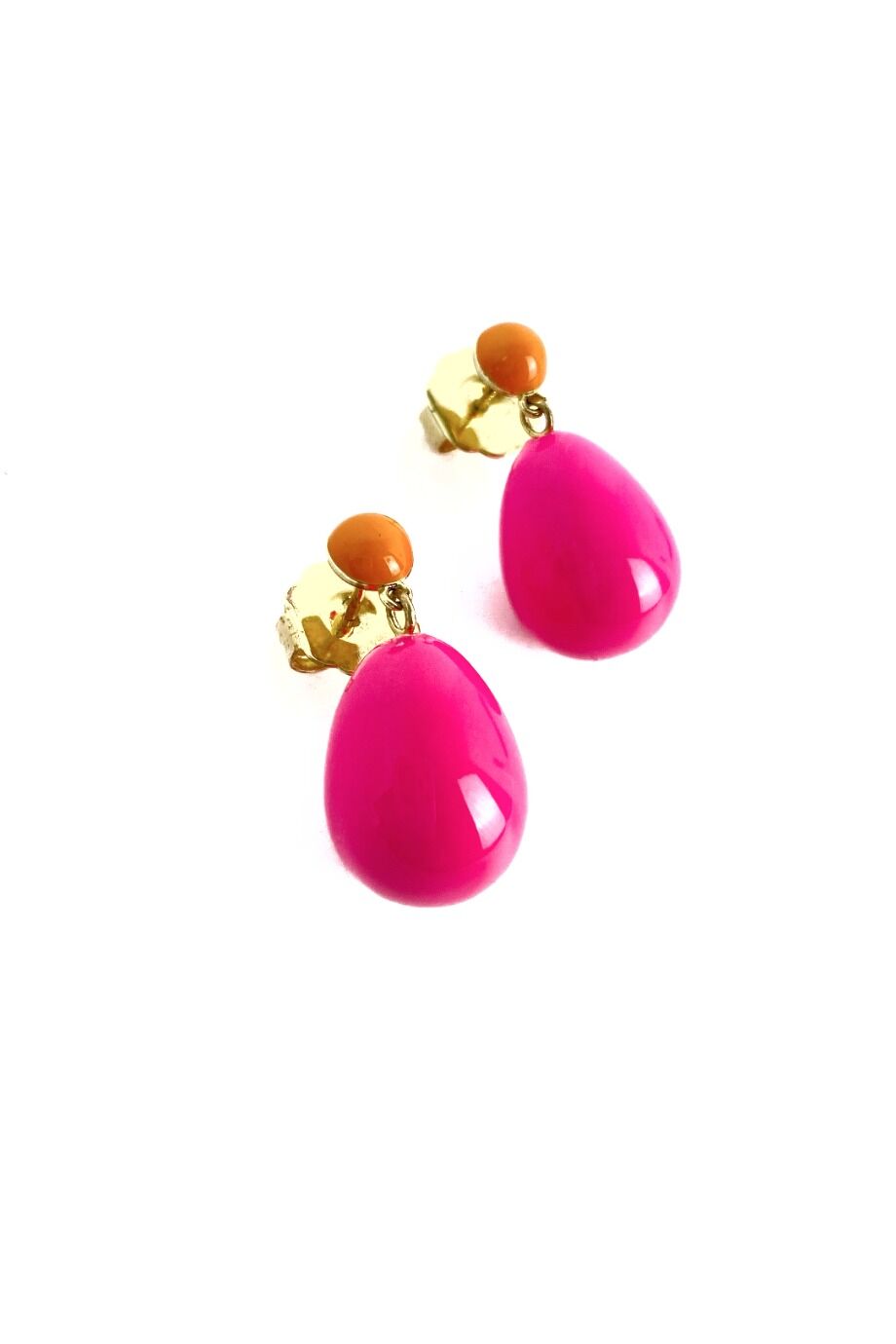 image 2 Серьги-гвоздики с подвеской ярко-розового цвета