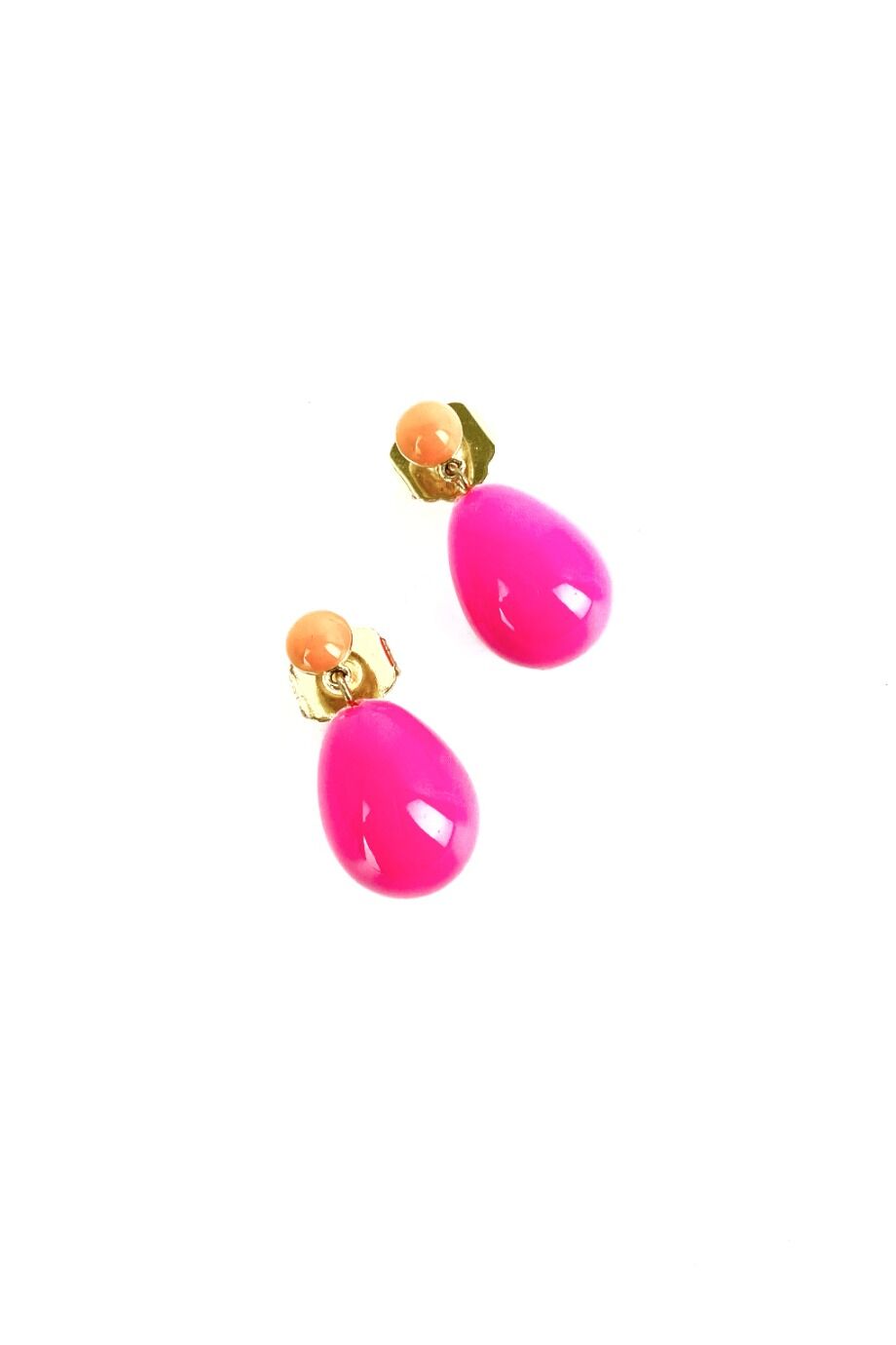 image 1 Серьги-гвоздики с подвеской ярко-розового цвета