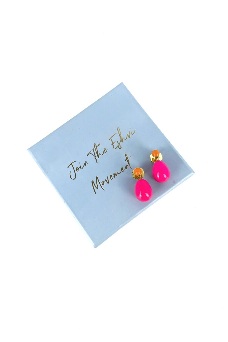 image 4 Серьги-гвоздики с подвеской ярко-розового цвета