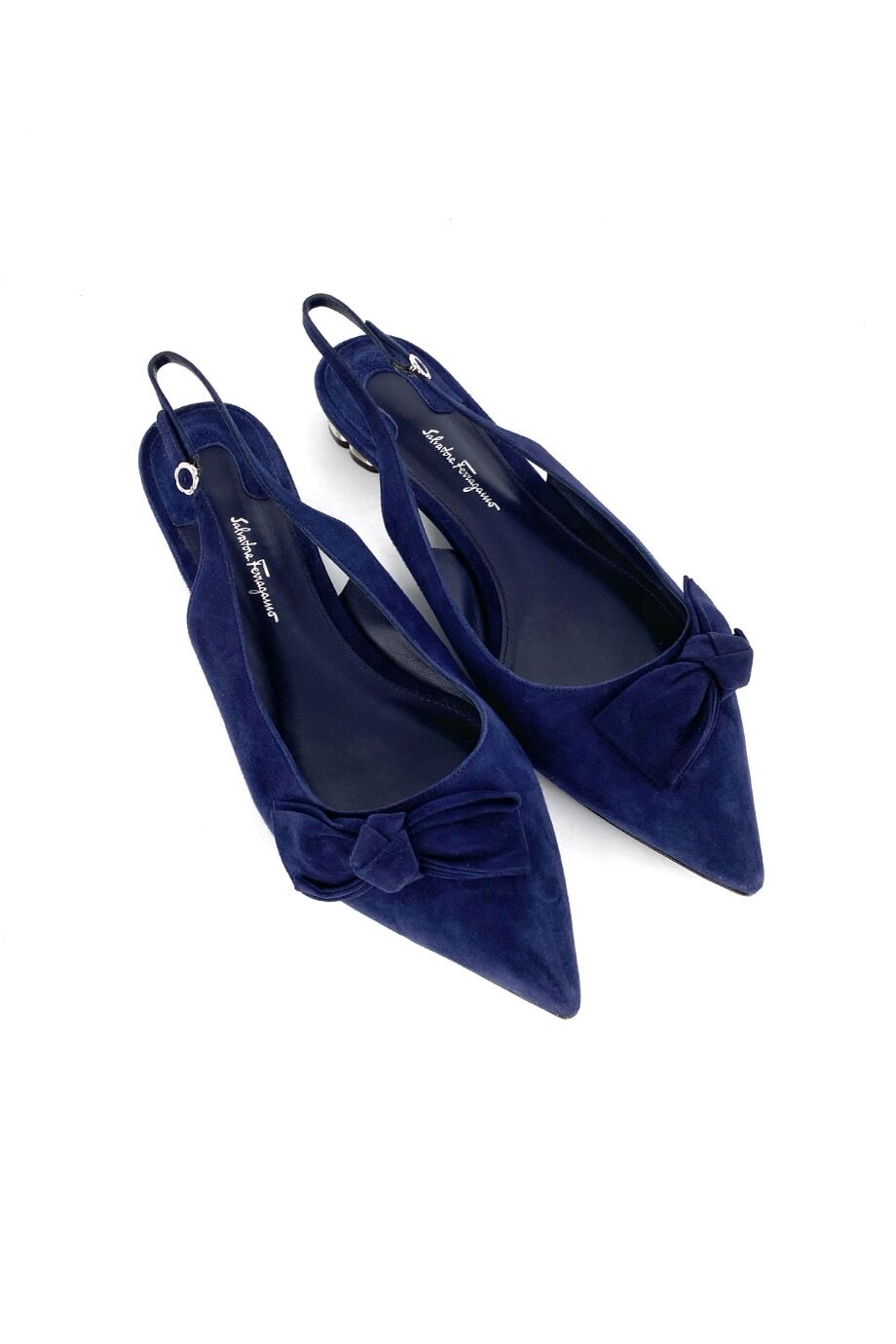 image 1 Замшевые балетки синего цвета с открытой пяткой