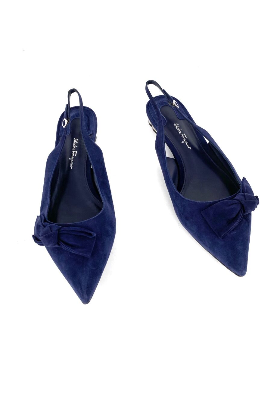 image 2 Замшевые балетки синего цвета с открытой пяткой