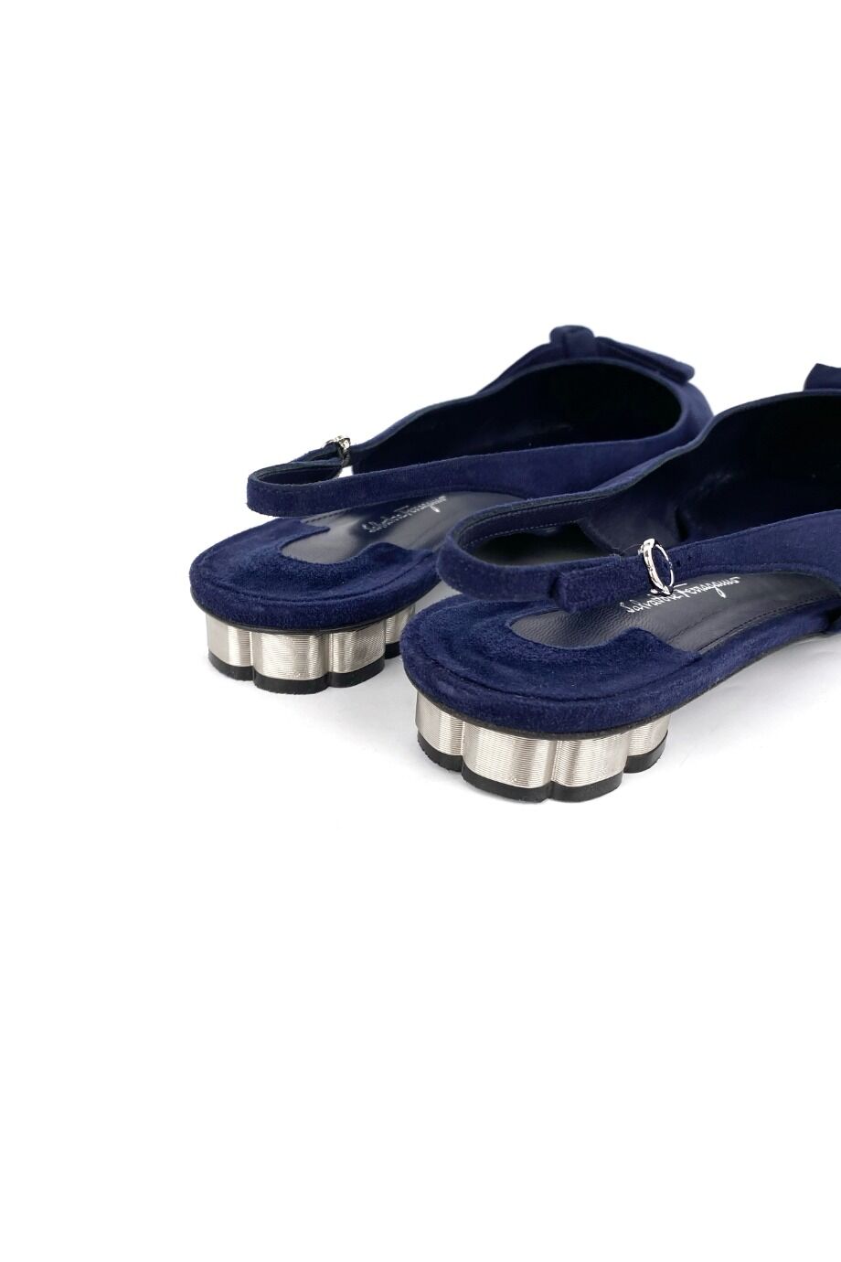 image 4 Замшевые балетки синего цвета с открытой пяткой