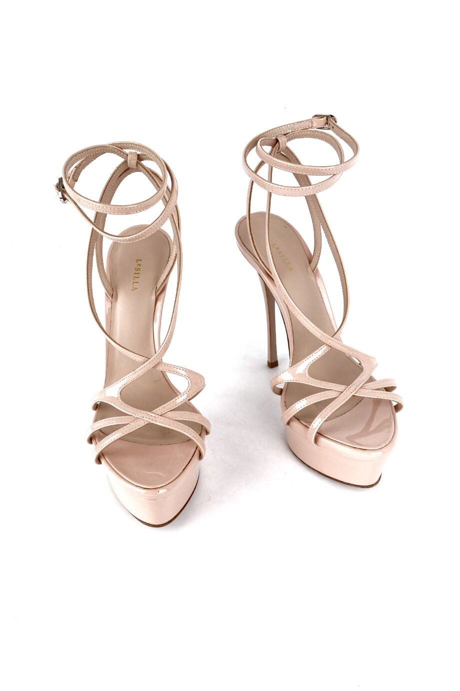 image 2 Лаковые босоножки нюдового цвета с подносочной платформой