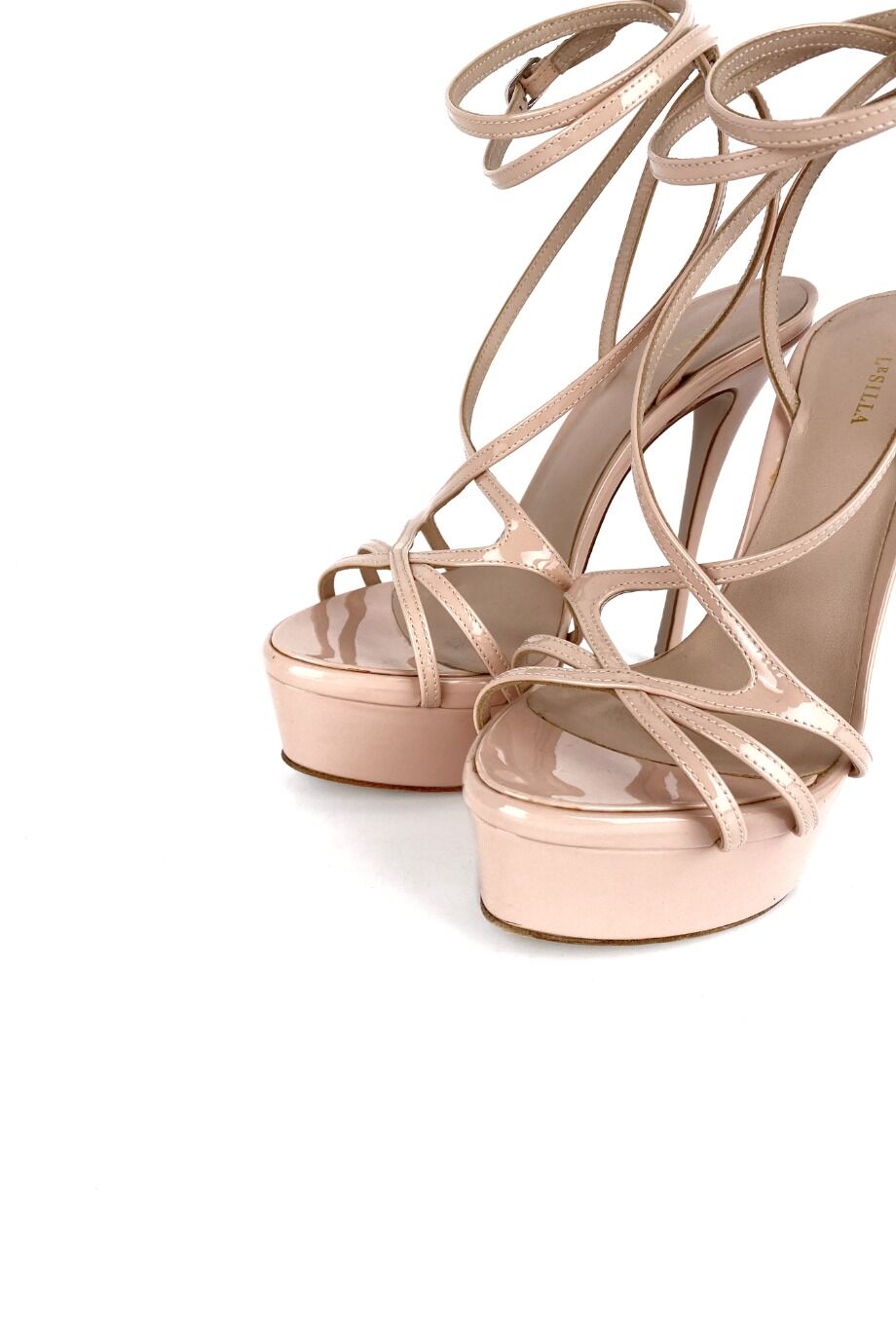 image 3 Лаковые босоножки нюдового цвета с подносочной платформой