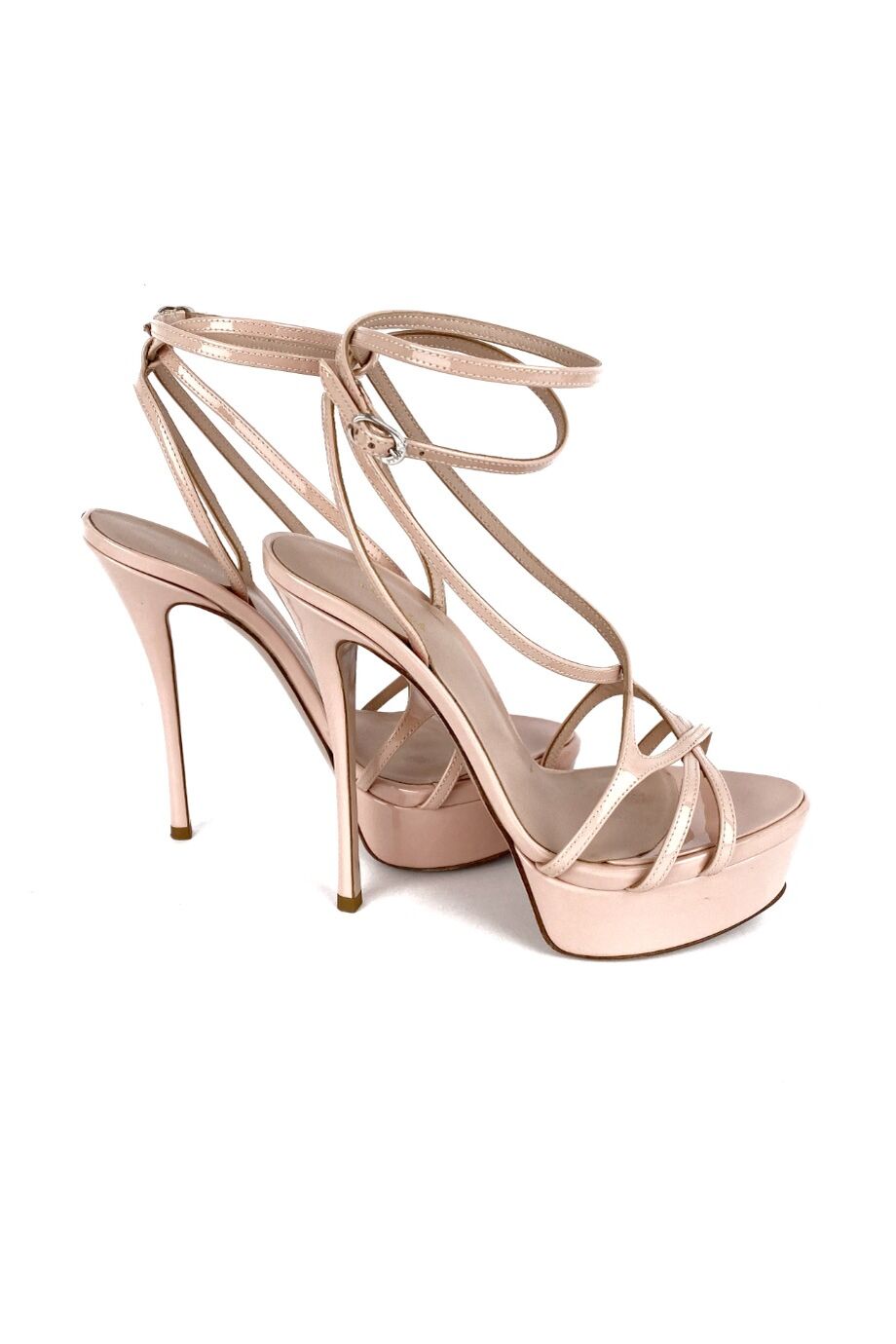 image 5 Лаковые босоножки нюдового цвета с подносочной платформой