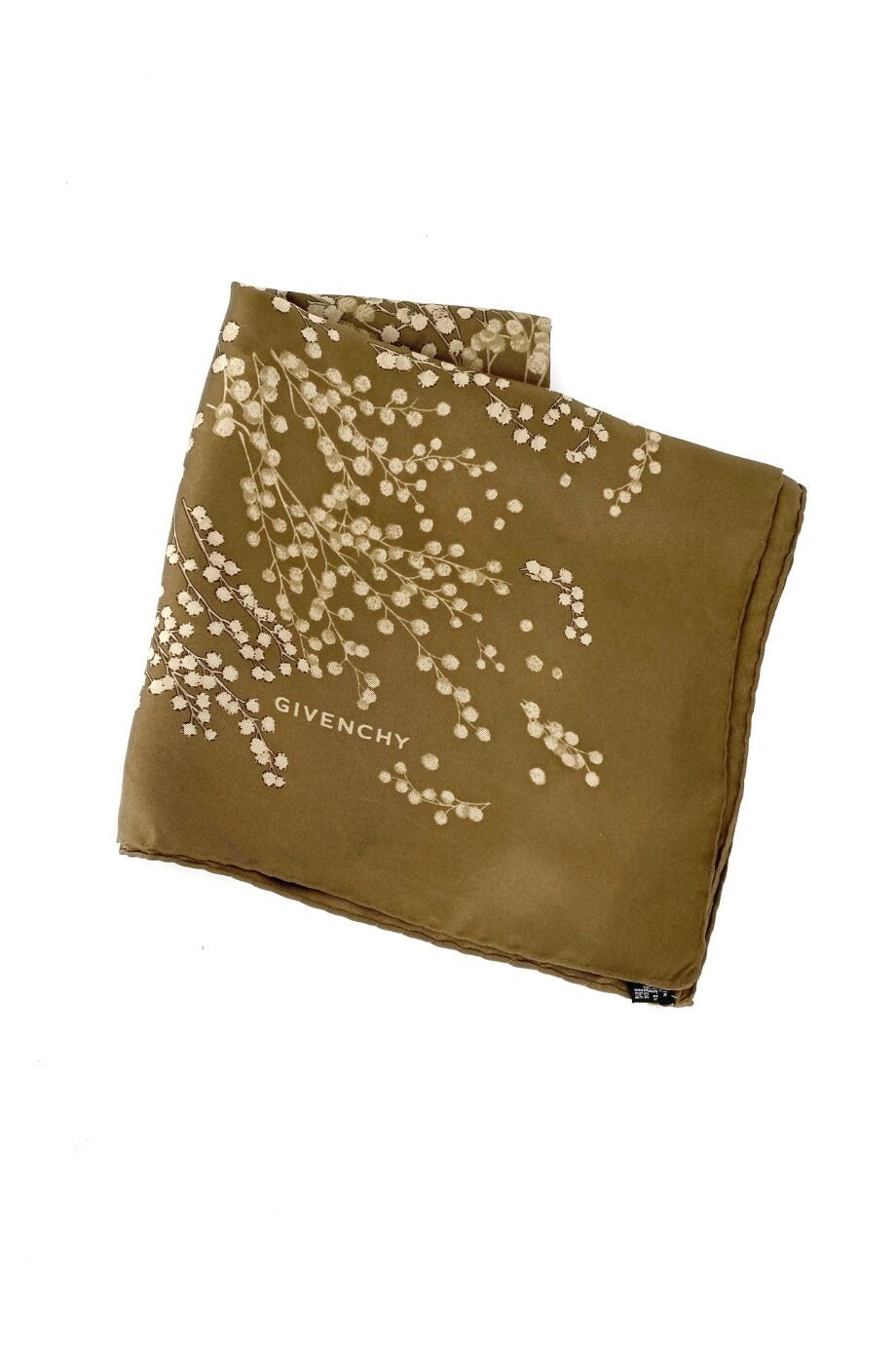 image 1 Шелковый платок оливкового цвета с принтом