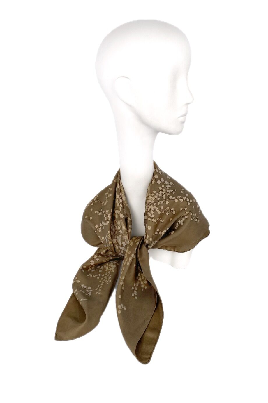 image 3 Шелковый платок оливкового цвета с принтом
