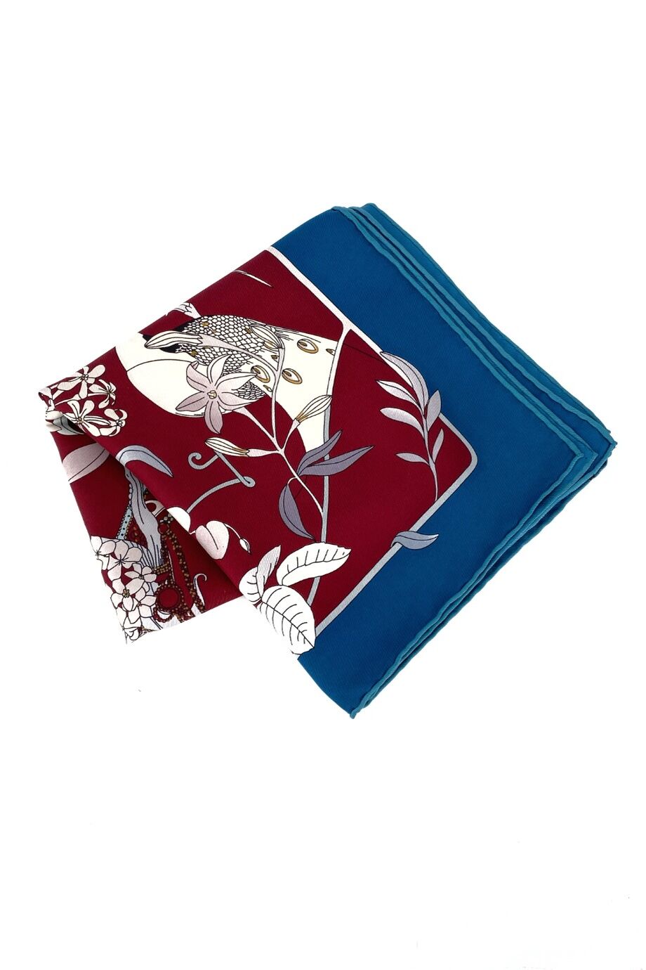 image 1 Шелковый платок бордового цвета с синей окантовкой