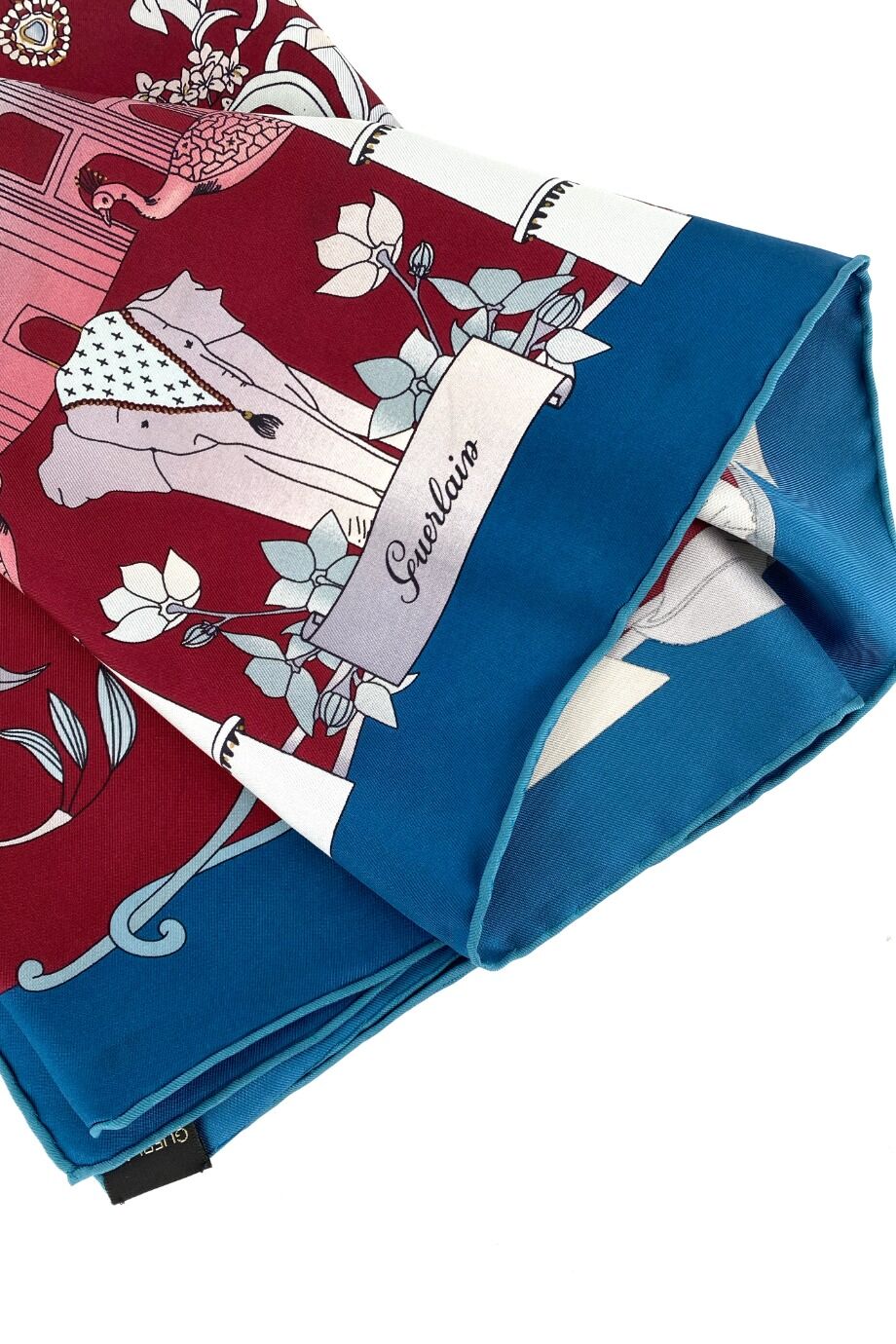 image 2 Шелковый платок бордового цвета с синей окантовкой