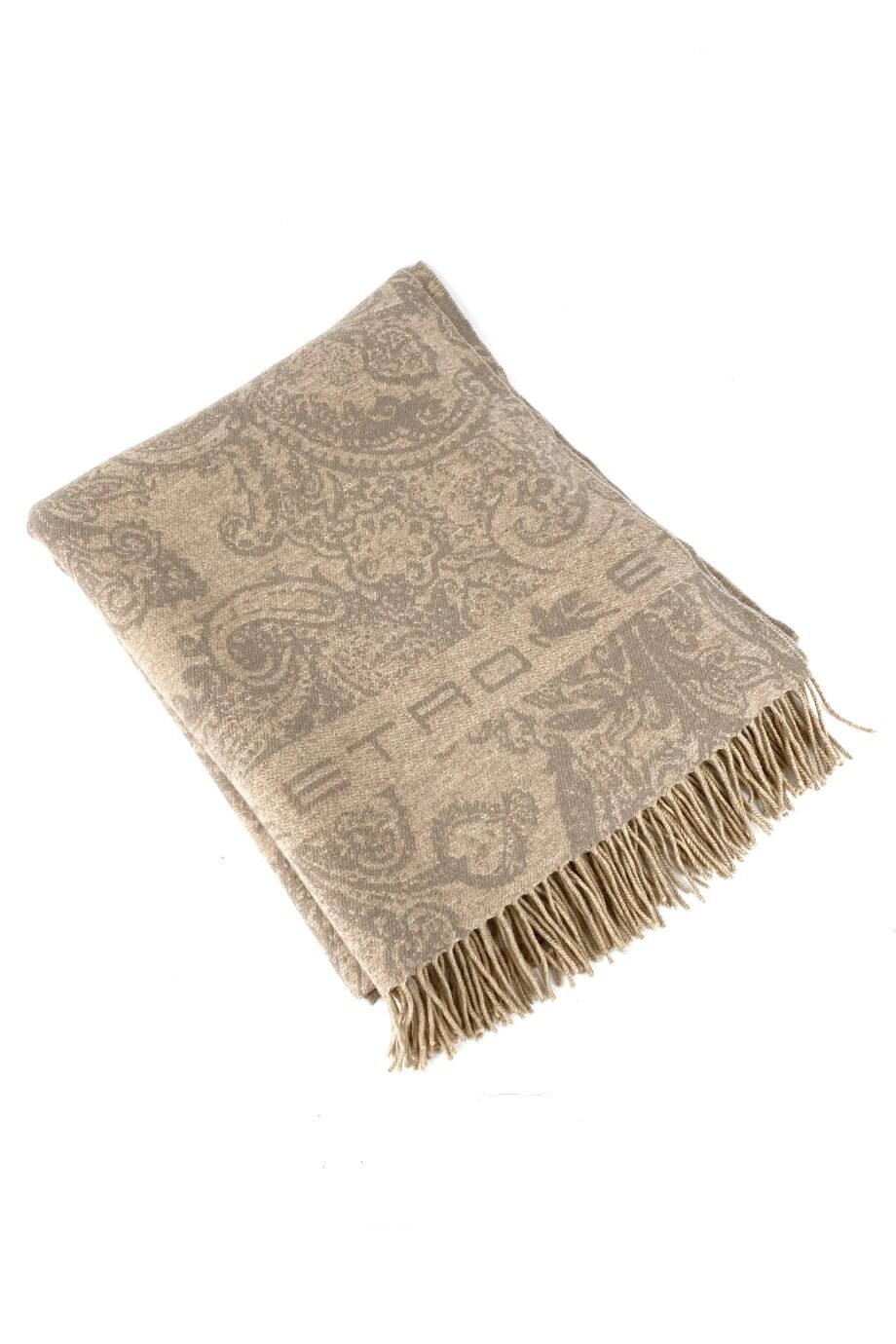 image 1 Плед бежевого цвета с серым орнаментом