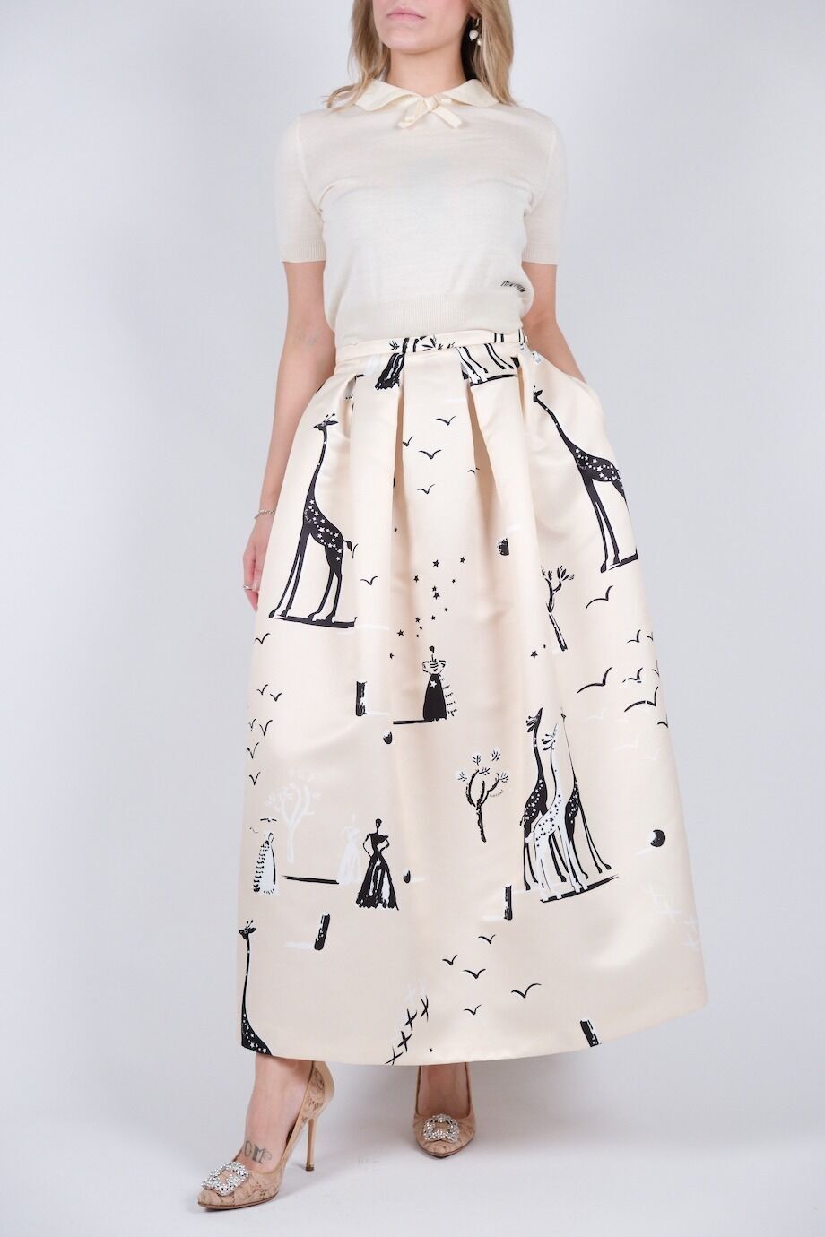image 1 Юбка молочного цвета с принтом