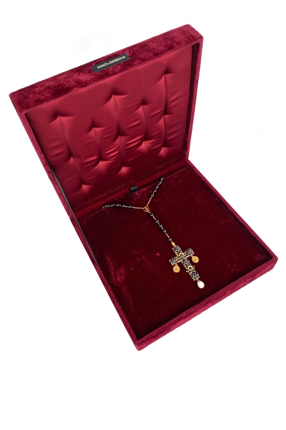 image 4 Золотое ожерелье Sicily Rosary с черными сапфирами