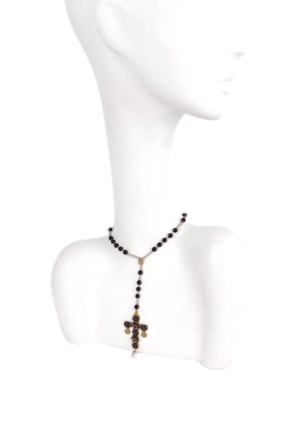 image 5 Золотое ожерелье Sicily Rosary с черными сапфирами