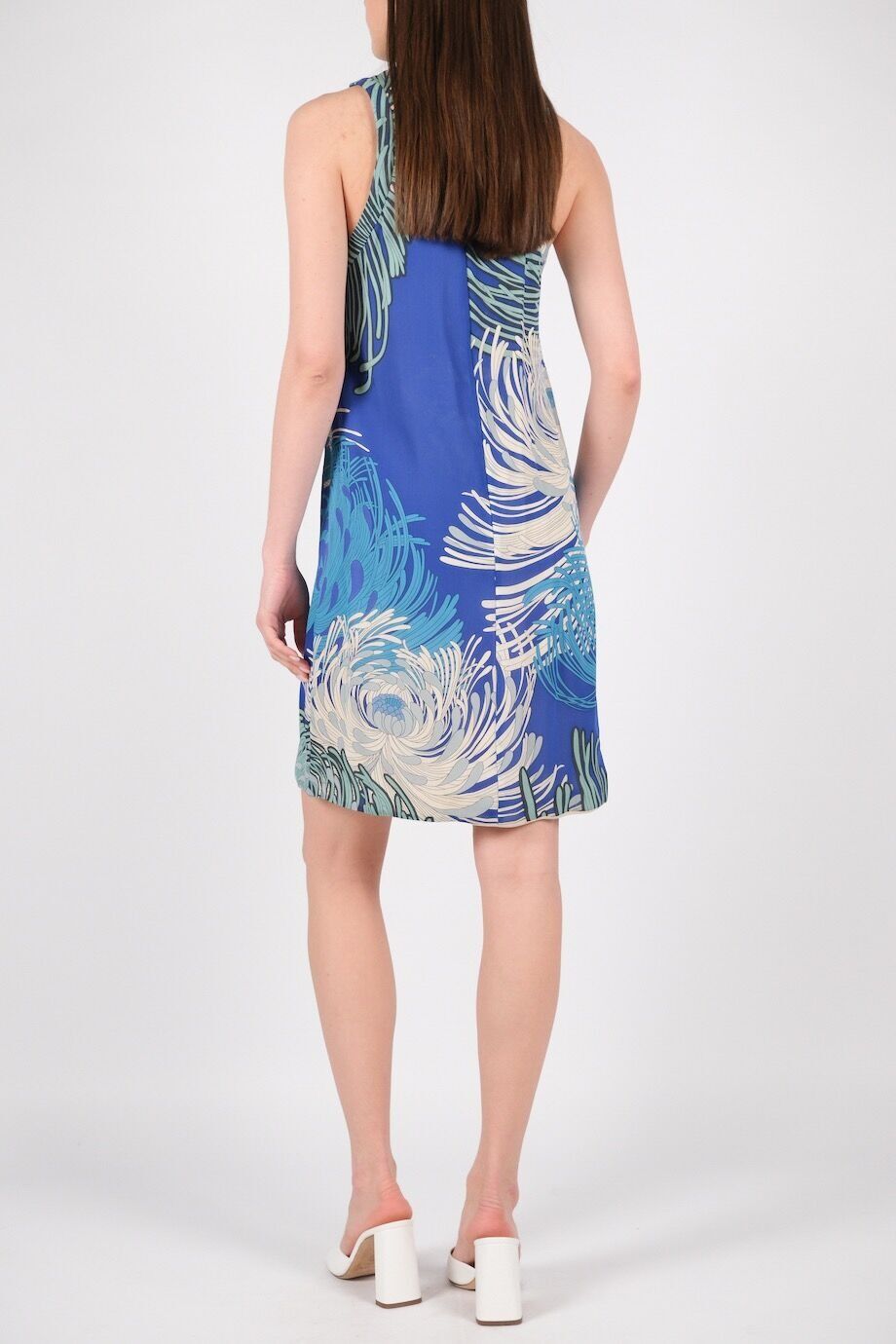 image 3 Шёлковое платье синего цвета с цветочным принтом