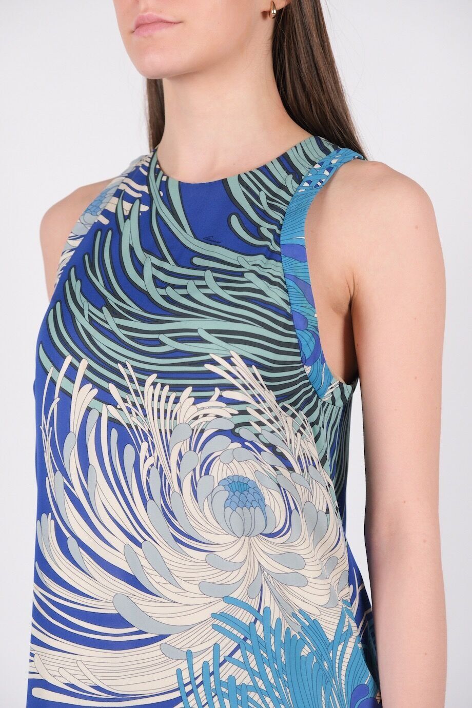 image 4 Шёлковое платье синего цвета с цветочным принтом