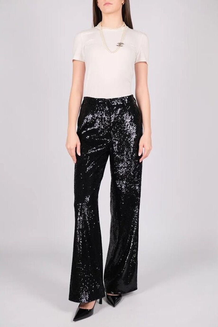 image 2 Брюки из пайеток черного цвета
