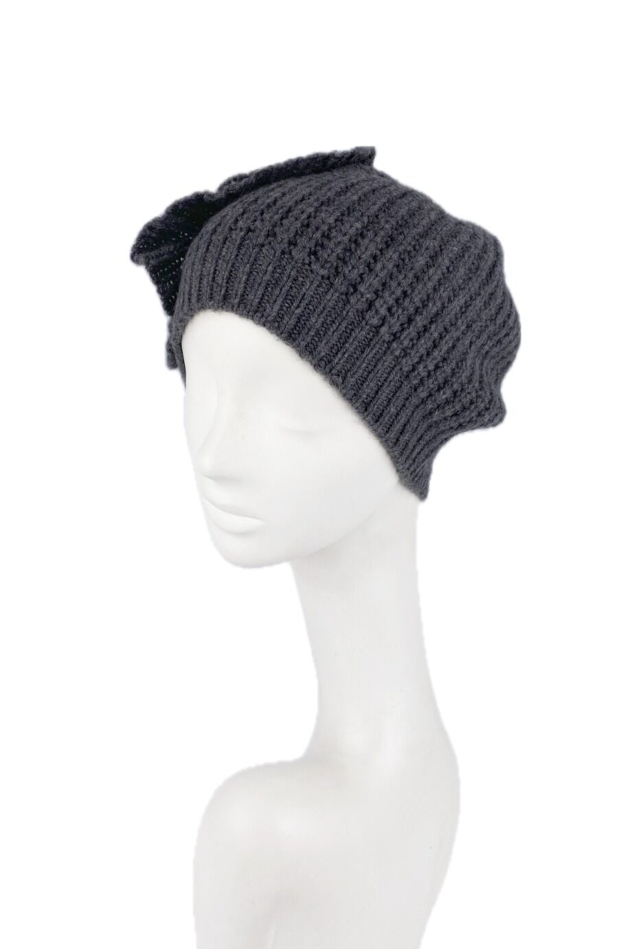 image 2 Кашемировая шапка серого цвета с вязаным цветком
