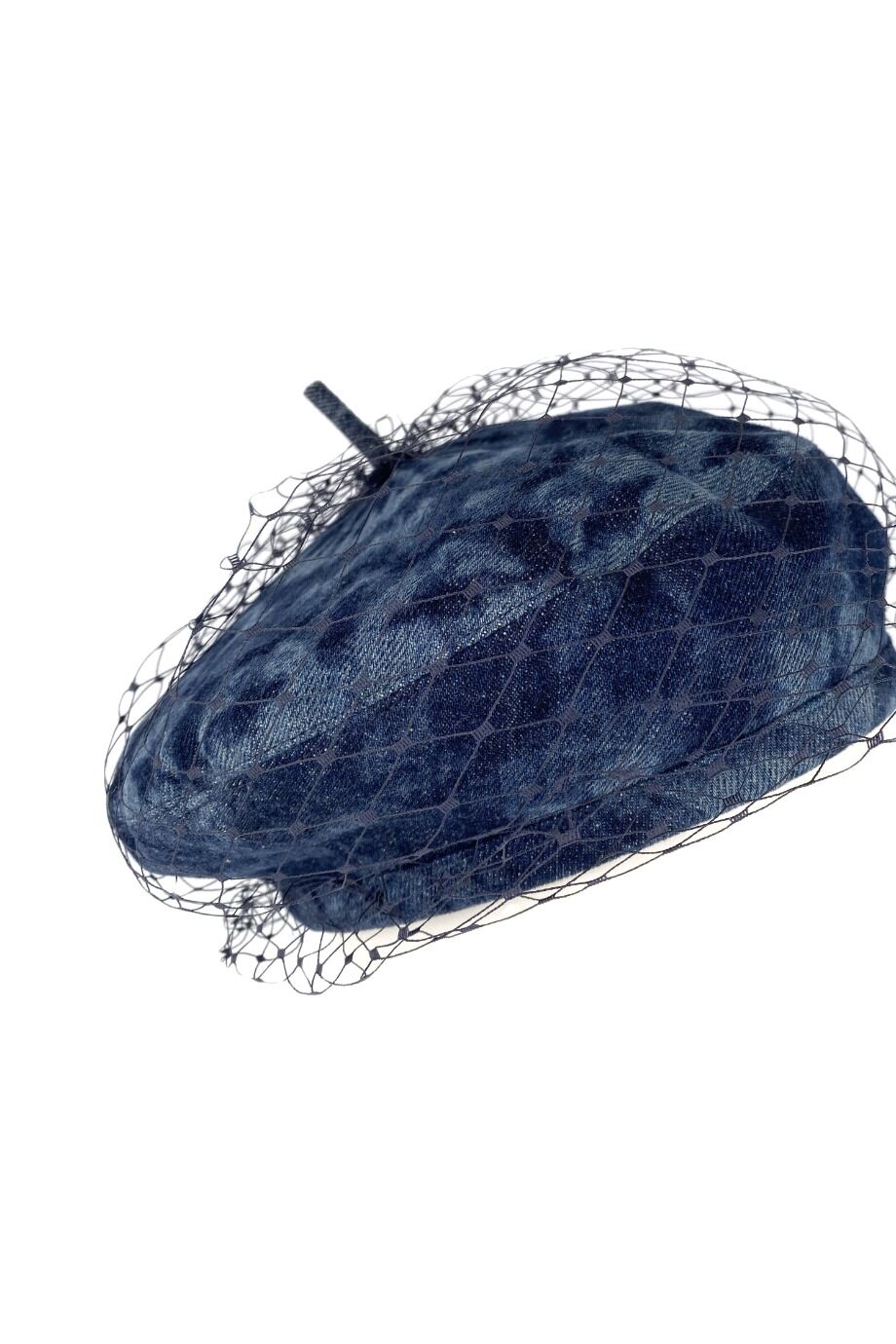 image 3 Джинсовый берет темно-синего цвета с вуалью