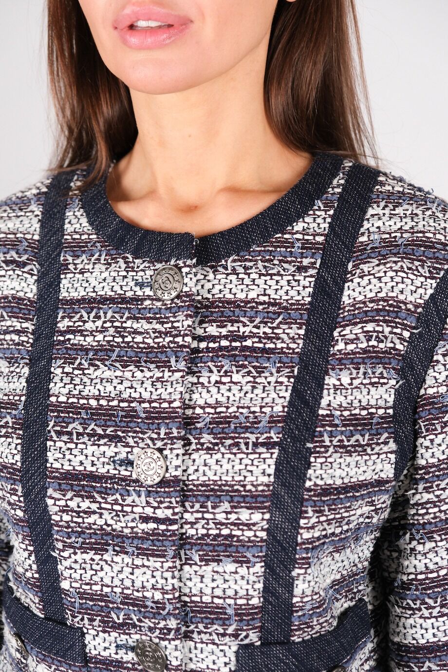 image 4 Твидовый жакет синего цвета в полоску