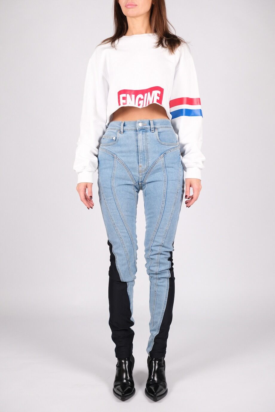 image 1 Комбинированные джинсы голубого цвета с неопреновыми вставками