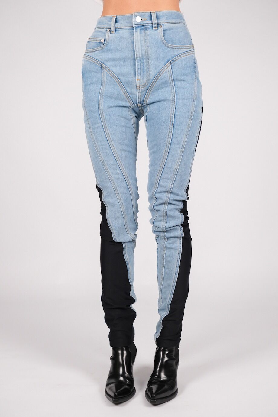 image 2 Комбинированные джинсы голубого цвета с неопреновыми вставками