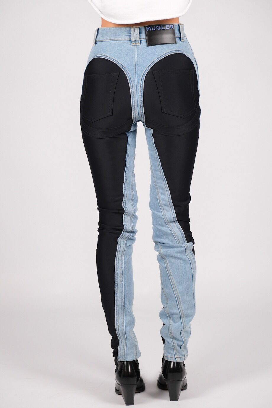 image 4 Комбинированные джинсы голубого цвета с неопреновыми вставками