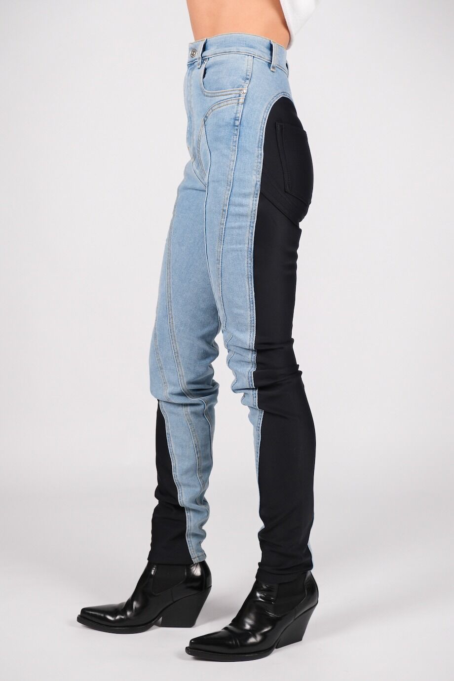 image 3 Комбинированные джинсы голубого цвета с неопреновыми вставками