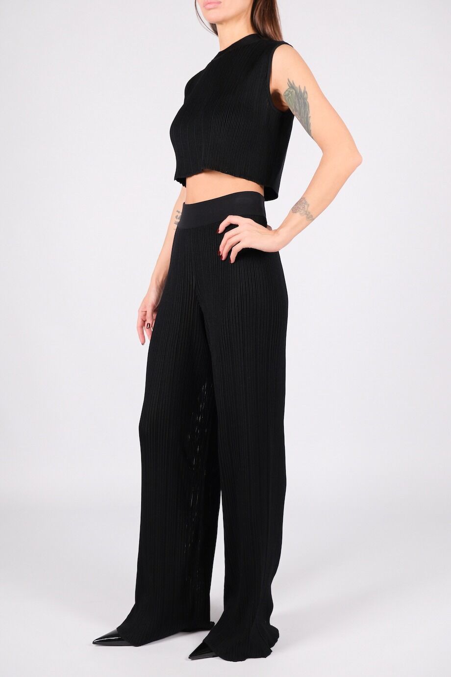 image 1 Шёлковый брючный костюм черного цвета