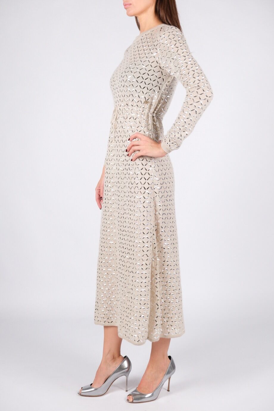 image 2 Трикотажное платье молочного цвета на кулиске