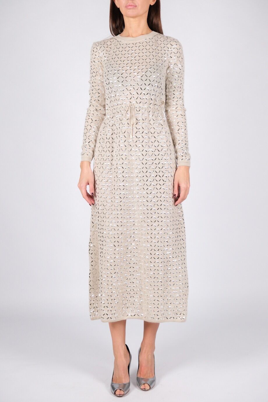 image 1 Трикотажное платье молочного цвета на кулиске