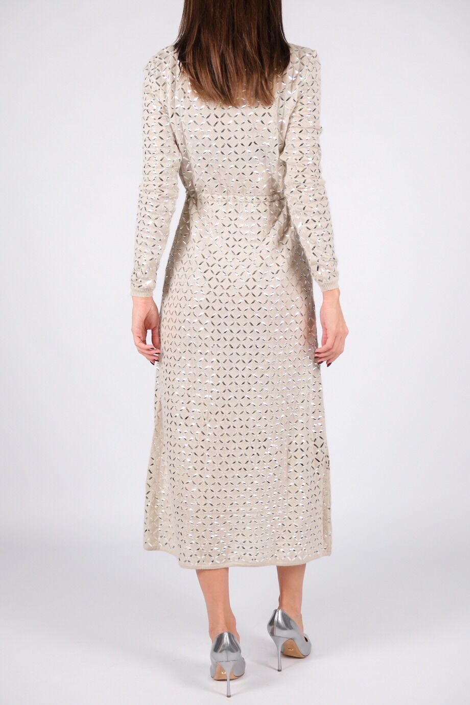 image 3 Трикотажное платье молочного цвета на кулиске