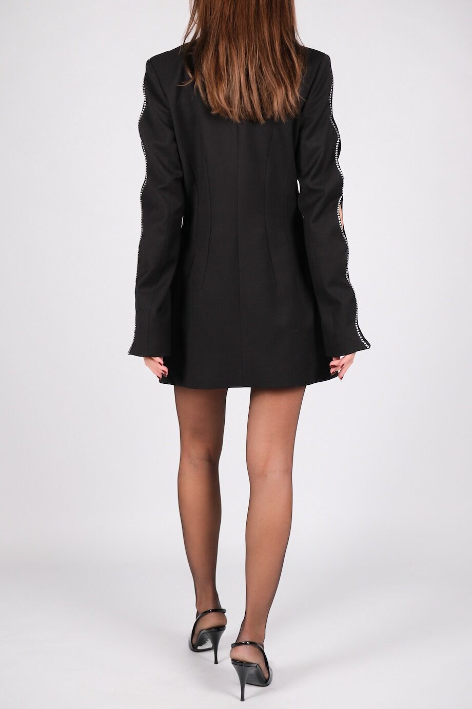 image 3 Платье-пиджак чёрного цвета с фигурными вырезами на рукавах