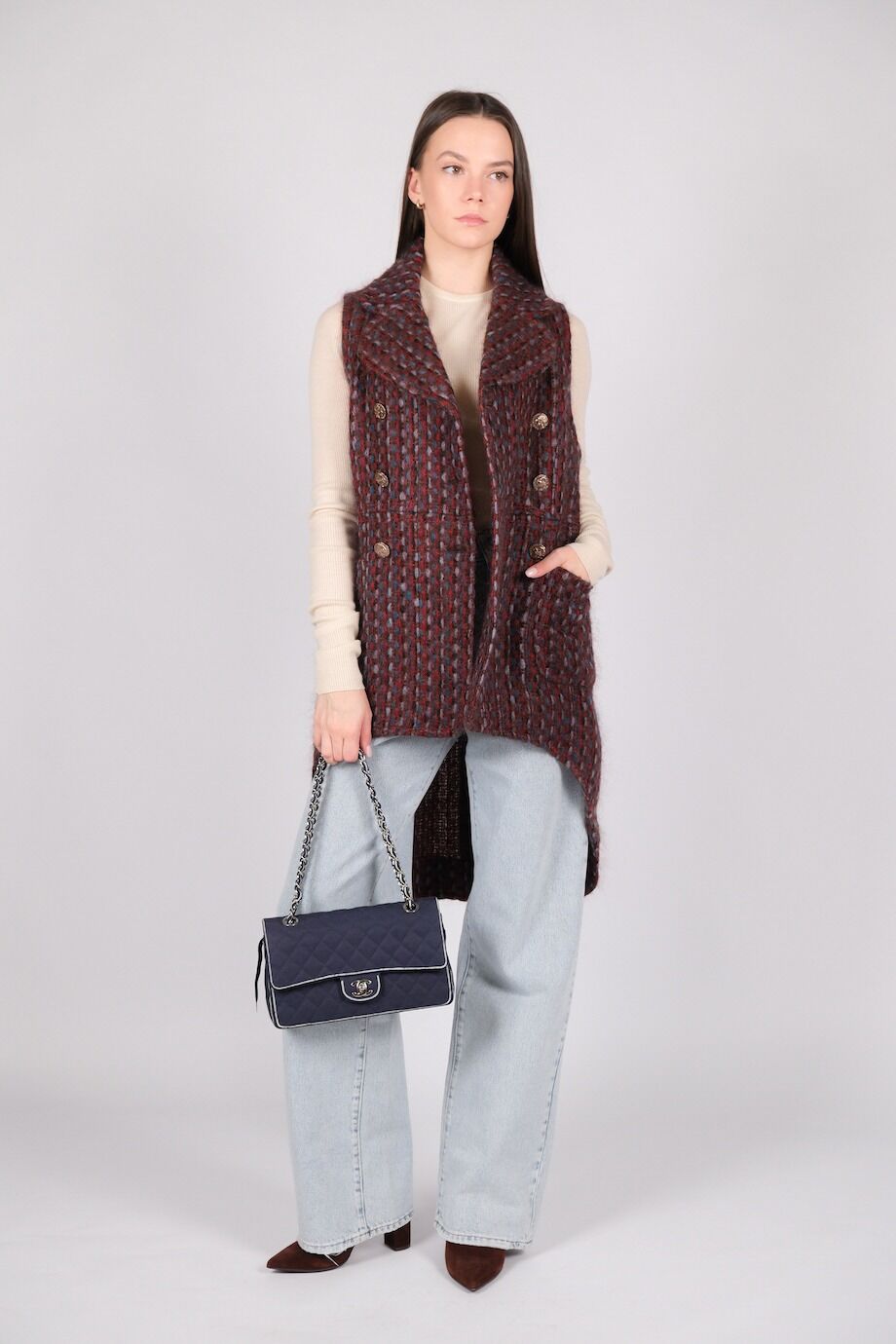 image 1 Жилет из твида с удлиненной спинкой