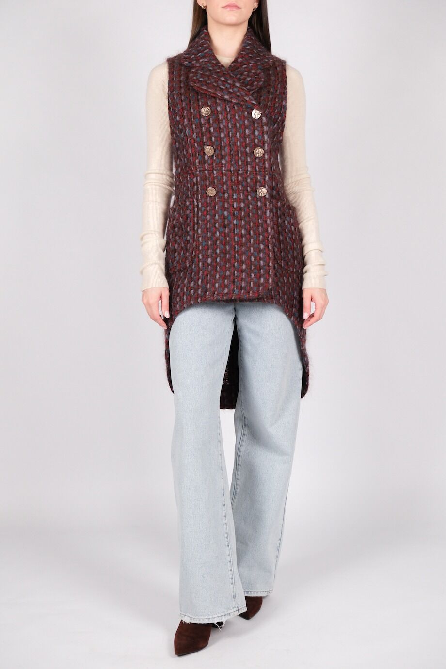 image 3 Жилет из твида с удлиненной спинкой