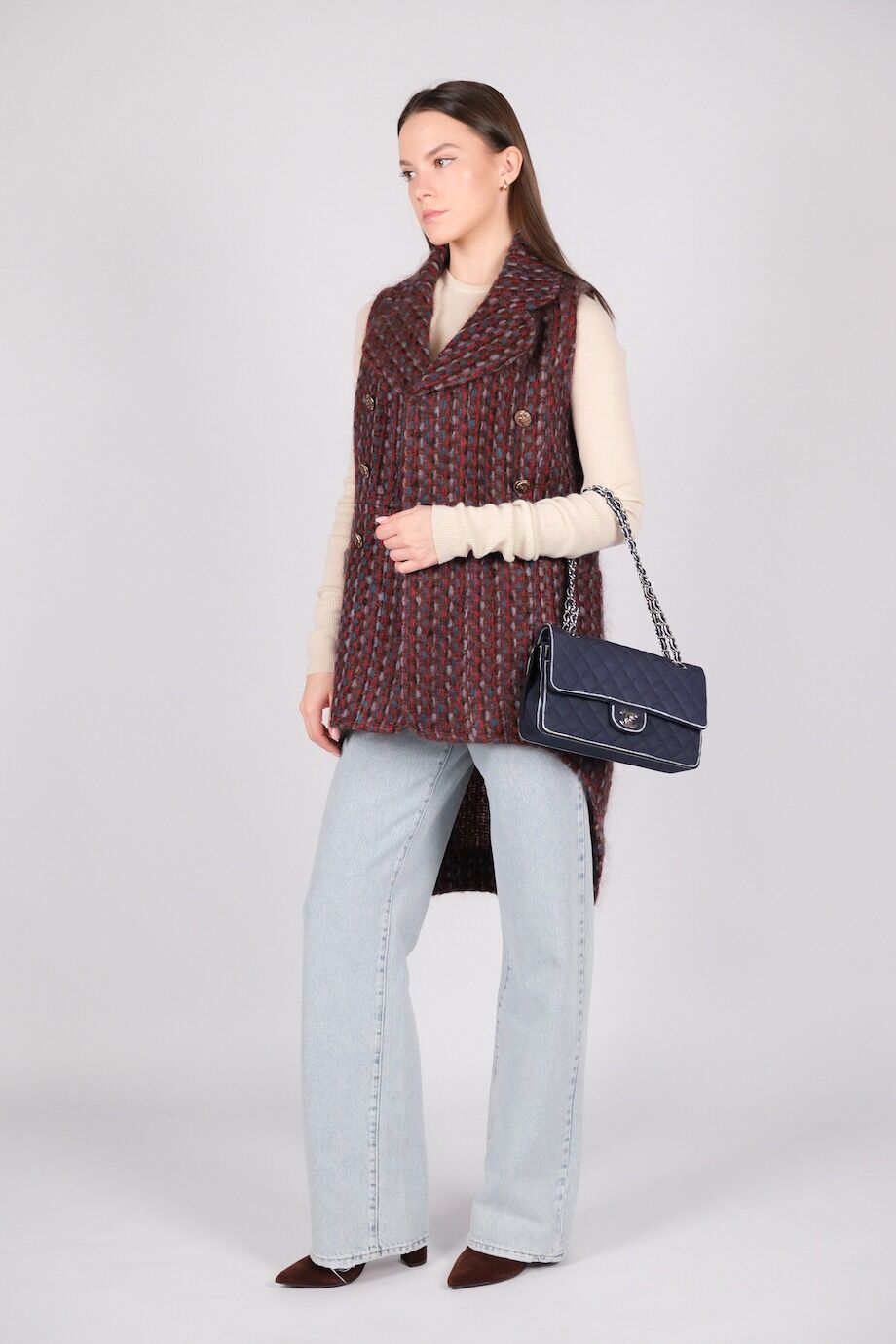 image 2 Жилет из твида с удлиненной спинкой